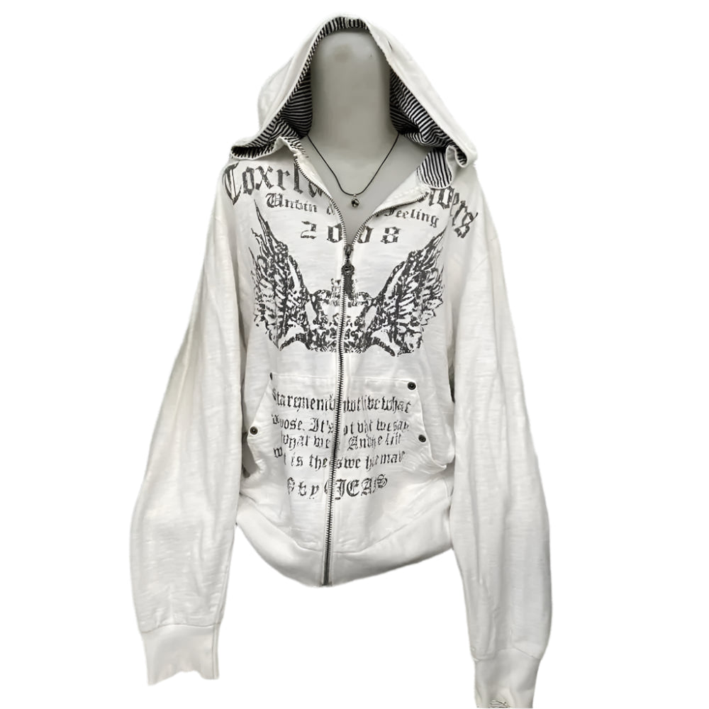 WHITE ZIP UP