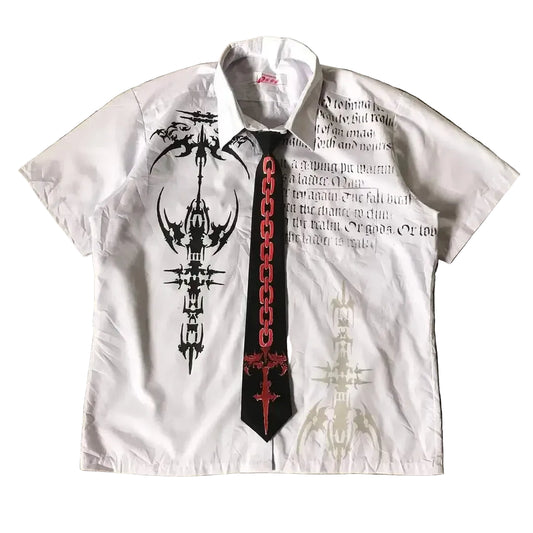 RED CHAIN COLLARED TEE