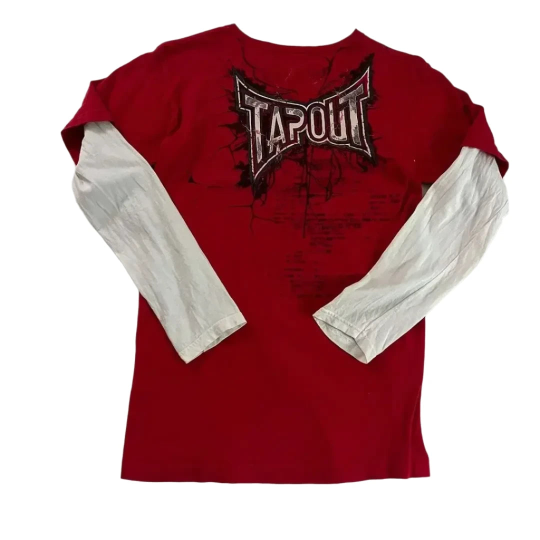 LONG SLEEVE RED TAPOUT TEE