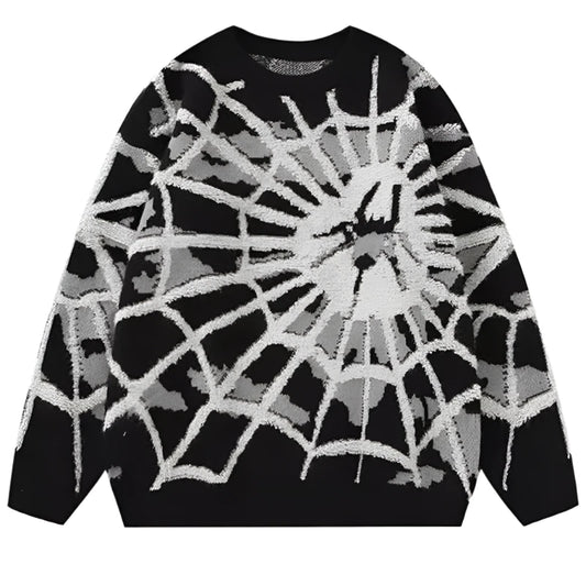 BLACK WEBBED SPIDER SWEATER