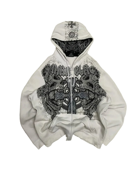 WHITE MMA ELITE ZIP UP