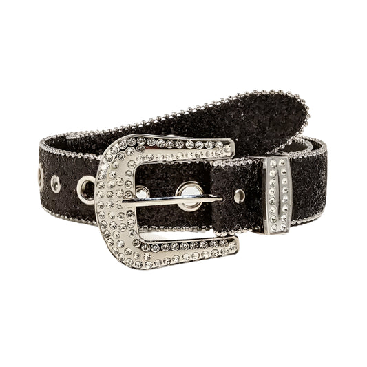BLACK RHINESTONE BELT