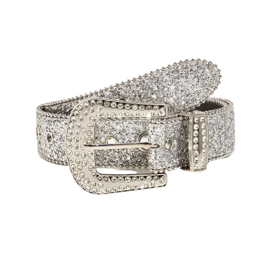 WHITE RHINESTONE BELT