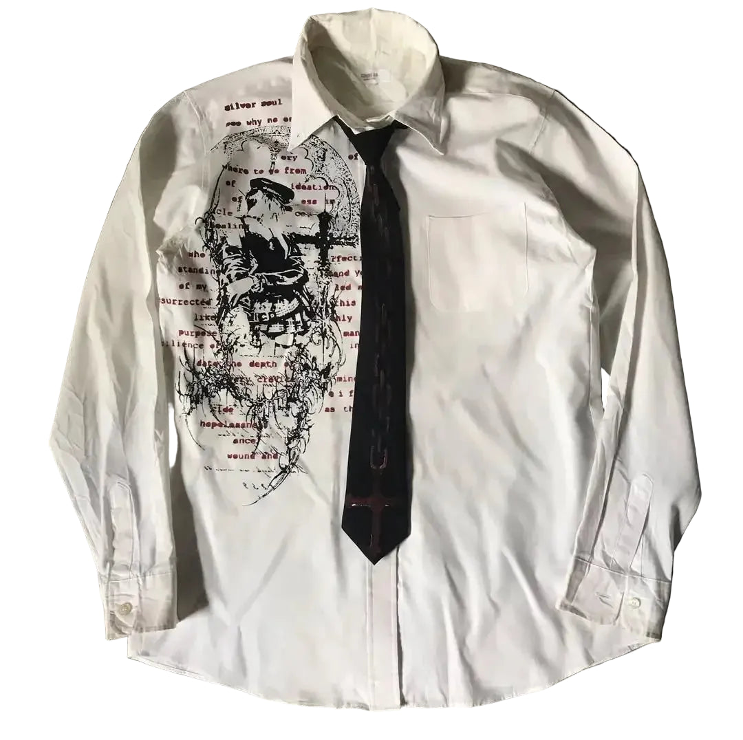 COLLARED LONG SLEEVE GRAPHIC